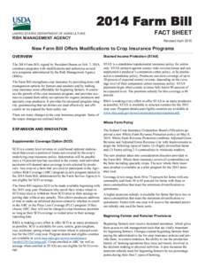 2014 Farm Bill UNITED STATES DEPARTMENT OF AGRICULTURE RISK MANAGEMENT AGENCY  FACT SHEET