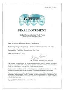 GHTF SG1 Principles of Medical Devices Classification - November 2012