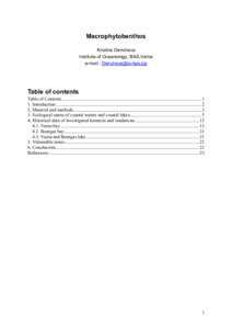 Macrophytobenthos Kristina Dencheva Institute of Oceanology, BAS,Varna e-mail :   Table of contents