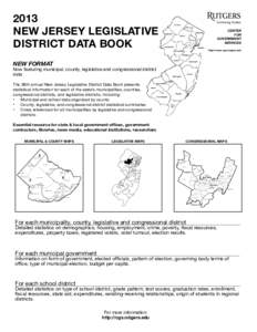 2013 NEW JERSEY LEGISLATIVE DISTRICT DATA BOOK CENTER FOR