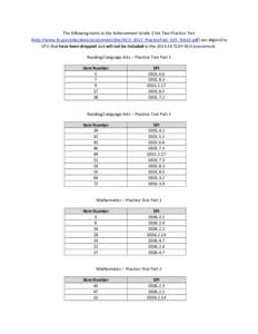 The following items in the Achievement Grade 3 Set Two Practice Test (http://www.tn.gov/education/assessment/doc/ACH_2012_PracticeTest_Gr3_Feb13.pdf) are aligned to SPIs that have been dropped and will not be included in