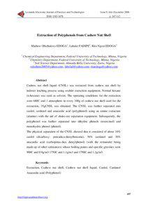Extraction of Polyphenols from Cashew Nut Shell