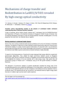 Mechanisms of charge transfer and Redistribution in LaAlO3/SrTiO3 revealed By high-energy optical conductivity T.C. Asmara, A. Annadi, I. Santoso, P.K. Gogoi, A. Kotlov, H.M. Omer,M. Motapothula, M.B.H. Breese, M. Rübha