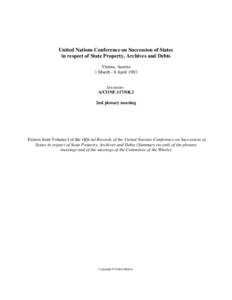 United Nations Conference on Succession of States in respect of State Property, Archives and Debts, volume I, 1983 : Summary Records – 2nd Plenary meeting