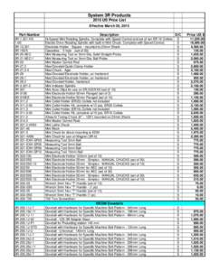 System 3R Products 2015 US Price List Effective March 30, 2015 Description  D/C