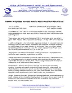 Water supply and sanitation in the United States / Perchlorate / Fireworks / Maximum Contaminant Level / Drinking water / Environmental health / California Environmental Protection Agency / Chemistry / California Office of Environmental Health Hazard Assessment / California law