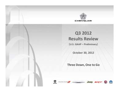 Q3 2012 Results Review (U.S. GAAP – Preliminary) October 30, 2012