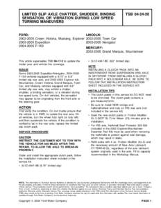 LIMITED SLIP AXLE CHATTER, SHUDDER, BINDING SENSATION, OR VIBRATION DURING LOW SPEED TURNING MANEUVERS TSB[removed]