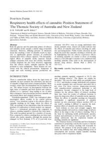 Internal Medicine Journal 2003; 33: 310–313  POSITION PAPER Respiratory health effects of cannabis: Position Statement of The Thoracic Society of Australia and New Zealand