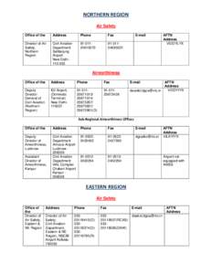 NORTHERN REGION Air Safety Office of the Address