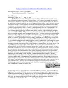 Southern Campaign American Revolution Pension Statements & Rosters Pension Application of Richard Eppes S38681 Transcribed and annotated by C. Leon Harris. VA