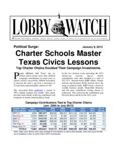 Political Surge:  January 9, 2013 Charter Schools Master Texas Civics Lessons