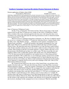 Southern Campaign American Revolution Pension Statements