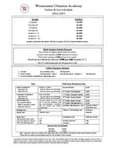 Westminster Christian Academy Tuition & Fee Schedule[removed]