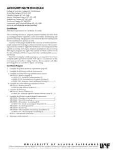 ACCOUNTING TECHNICIAN College of Rural and Community Development Bristol Bay Campus[removed]Chukchi Campus[removed]Interior-Aleutians Campus[removed]Kuskokwim Campus[removed]