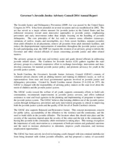 Criminology / Juvenile Justice and Delinquency Prevention Act / Crime / Youth detention center / Department of Juvenile Justice / Office of Juvenile Justice and Delinquency Prevention / Juvenile delinquency / Juvenile court / Juvenile delinquency in the United States / Juvenile detention centers / Law enforcement / Law