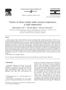 Mechanics of Materials[removed]–345 www.elsevier.com/locate/mechmat Failure of silicon nitride under uniaxial compression at high temperature Massimiliano Gei