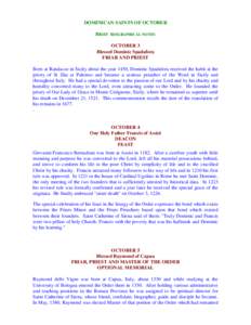 DOMINICAN SAINTS OF OCTOBER BRIEF