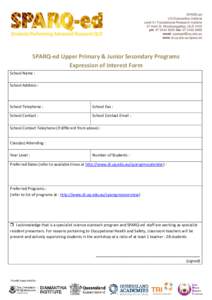 SPARQ-ed UQ Diamantina Institute Level 6 I Translational Research Institute 37 Kent St, Woolloongabba, QLD 4102 ph: fax: email: 