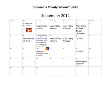 Esmeralda County School District  September 2014 Sunday  Monday