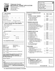 Tillamook County MECHANICAL PERMIT APPLICATION Department of Community Development 1510-B Third Street Tillamook Oregon3408 •