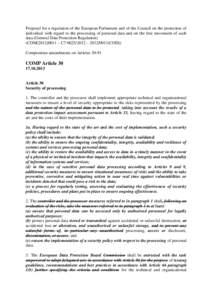 Proposal for a regulation of the European Parliament and of the Council on the protection of individual with regard to the processing of personal data and on the free movement of such data (General Data Protection Regula