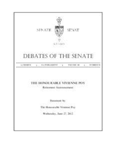 Debates of the Senate 1st SESSION .  41st PARLIAMENT