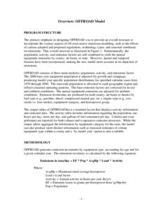 Overview: OFFROAD Model PROGRAM STRUCTURE The primary emphasis in designing OFFROAD was to provide an overall structure to incorporate the various aspects of off-road source emissions modeling, such as the effects of var