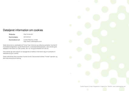 Detaljeret information om cookies Website: http://horten.dk/  Kontroldato: