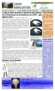 LEAPS NEWSLETTER VOLUMEN 2, ARTICULO 3 EVENTOS PRÓXIMOS