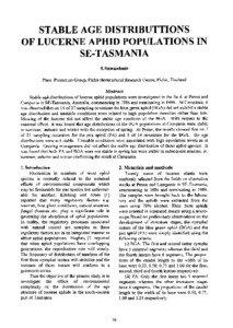 STABLEAGE DISTRIBUTTIONS OF LUCERNE APHID POPULATIONS IN SE-TASMANIA