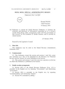 INLAND REVENUE (AMENDMENT) ORDINANCE  Ord. No. 1 of 2010 A7