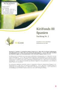 Kiri Fonds III Spanien Nachtrag Nr. 2 We Grow