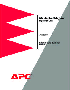 MasterSwitch plus Expansion Unit AP9225EXP  Installation and Quick Start