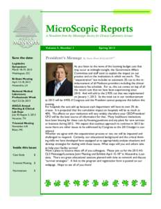 MicroScopic Reports A Newsletter from the Mississippi Society for Clinical Laboratory Science Volume 5, Number I  Save the date: