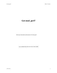 Got mod_perl?  Table of Contents: Got mod_perl?