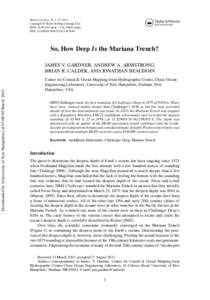Marine Geodesy, 37:1–13, 2014 Copyright © Taylor & Francis Group, LLC ISSN: [removed]print[removed]060X online DOI: [removed][removed]So, How Deep Is the Mariana Trench?