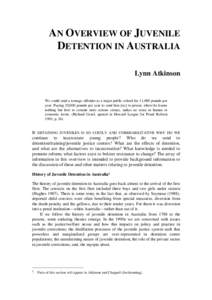 An overview of juvenile detention in Australia