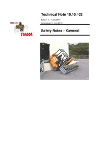 Technical Note[removed]Issue[removed]July 2004 Amendment 1, July 2013 Safety Notes – General