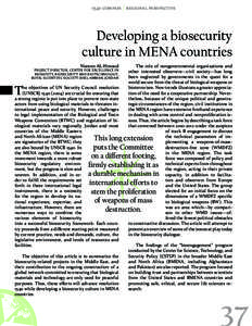 1540 COMPASS Regional Perspective  Developing a biosecurity culture in MENA countries Nisreen AL-Hmoud