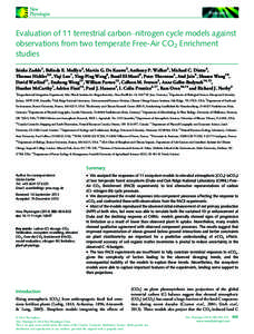 Research  Evaluation of 11 terrestrial carbon–nitrogen cycle models against observations from two temperate Free-Air CO2 Enrichment studies S€
