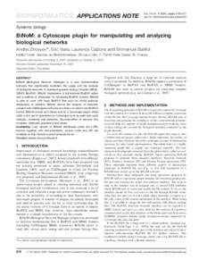 BIOINFORMATICS APPLICATIONS NOTE  Vol. 24 no, pages 876–877 doi:bioinformatics/btm553  Systems biology