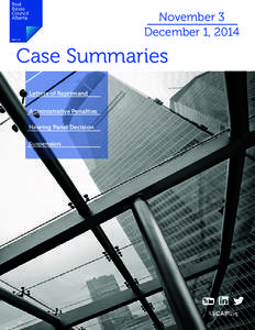 November 3 December 1, 2014 Case Summaries Letters of Reprimand Administrative Penalties