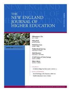 Education / Evan Dobelle / New England Board of Higher Education / New England / Vermont / Westfield State University / New Hampshire / Boston University / College / New England Association of Schools and Colleges / Education in the United States / United States