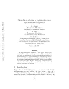 arXiv:0801.1158v1 [math.ST] 8 Jan[removed]Hierarchical selection of variables in sparse high-dimensional regression P. J. Bickel Department of Statistics