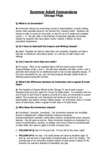 Summer 2015 Adult Immersions FAQs