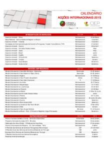 CALENDÁRIO ACÇÕES INTERNACIONAIS 2015 APRESENTAÇÃO DE MERCADOS Exportar e Investir - China Mesa Redonda - Oportunidades de Negócio na Rússia