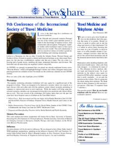 NewSShare  Newsletter of the International Society of Travel Medicine 9th Conference of the International Society of TTravel