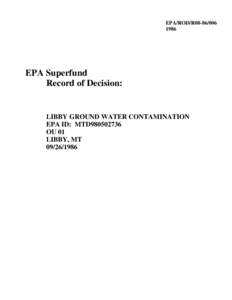 Soil contamination / Asbestos / Water management / Hydrology / Irrigation / Environmental remediation / Libby /  Montana / Superfund / Water resources / Water / Environment / Earth