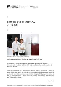 | COMUNICADO DE IMPRENSA[removed] |  Fotografia de João Louro e María de Corral / ©João Miranda